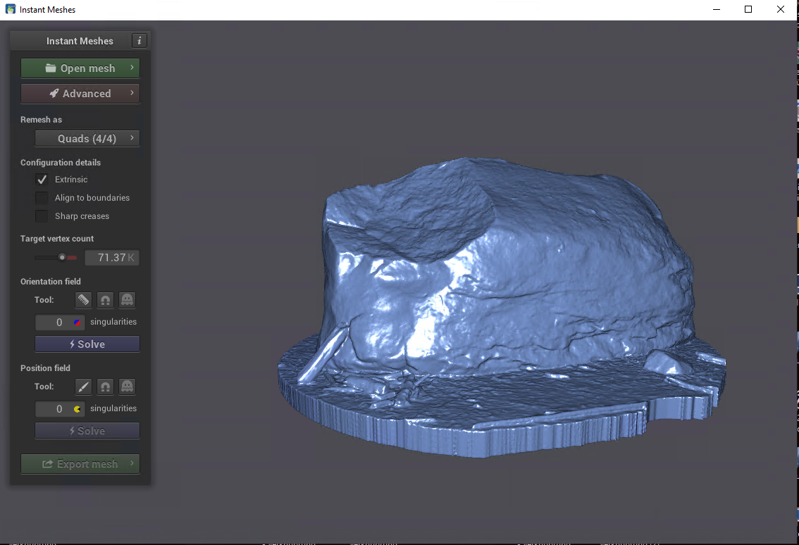 Imported model in instant meshes