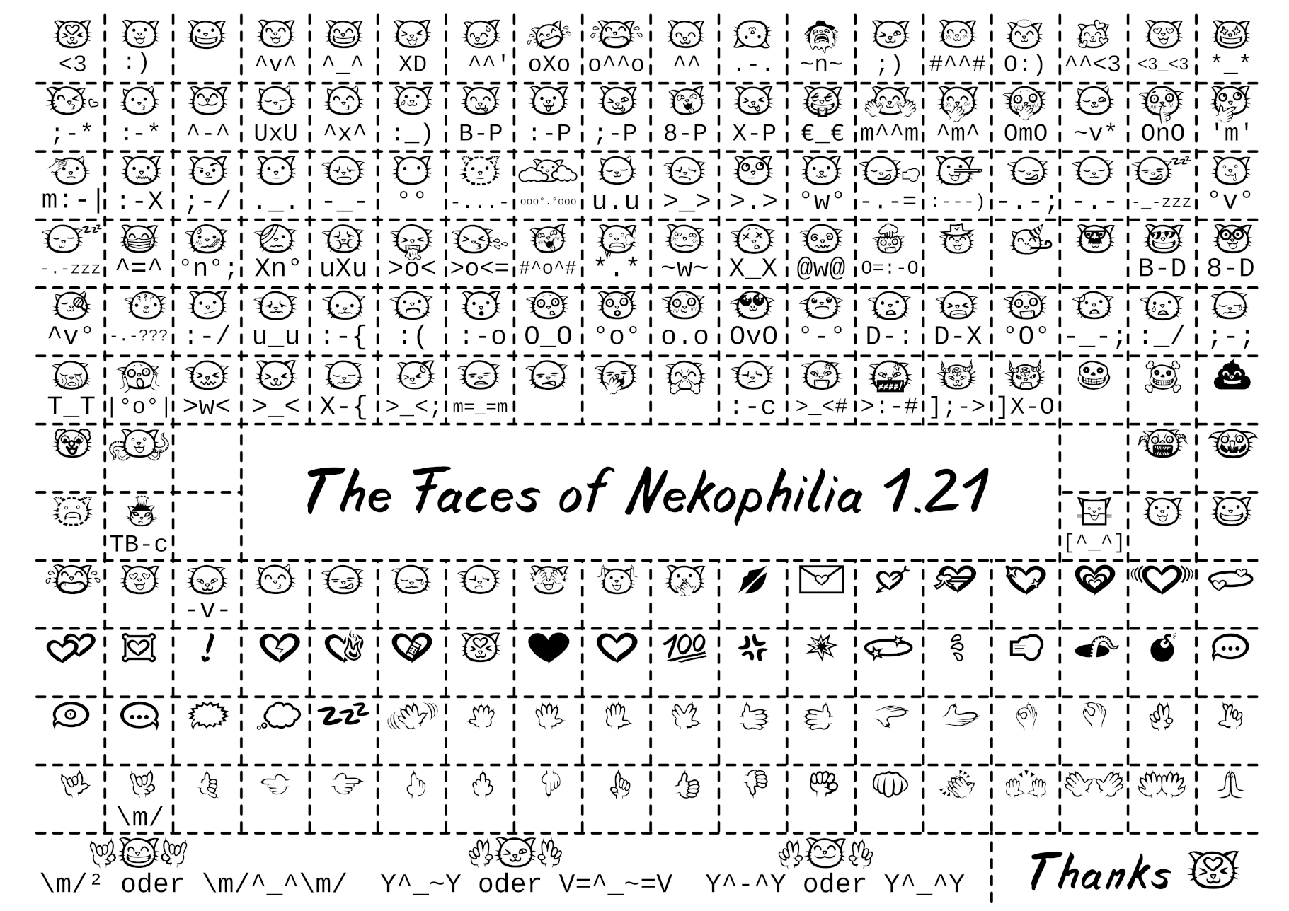 Poster with all of Nekophilia's emojis