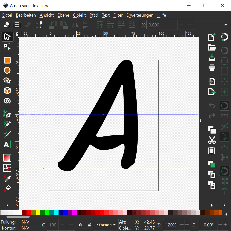 Erstellung des Buchstabens "A" in Inkscape